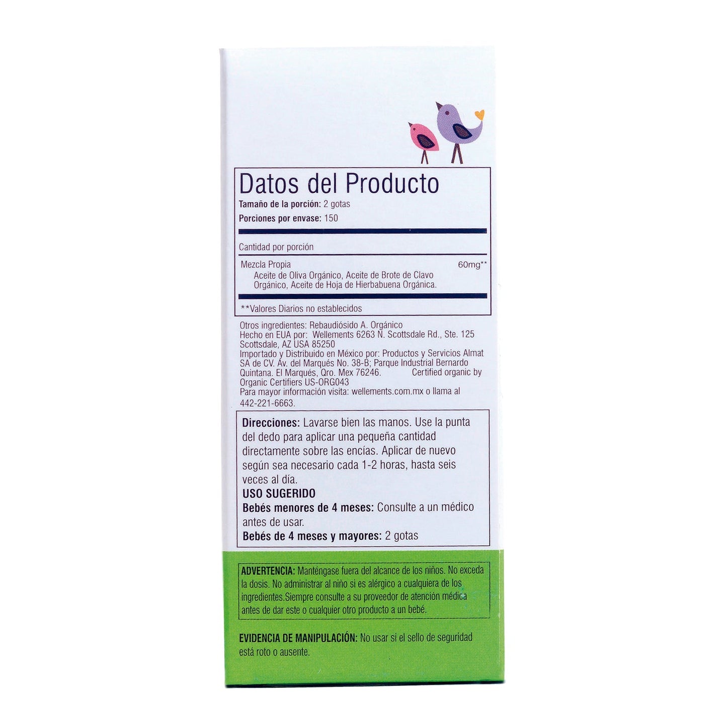Aceite orgánico para encía de bebé
