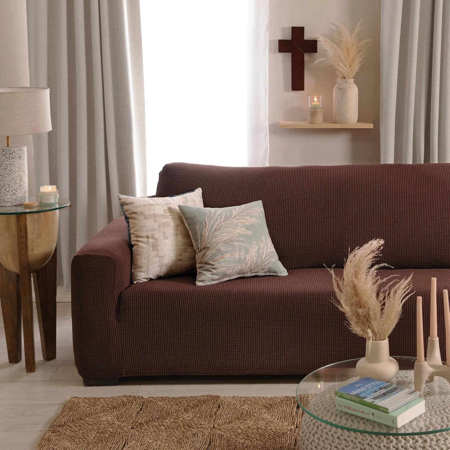 FUNDA DE SILLÓN NIZA SOFÁ CAFÉ