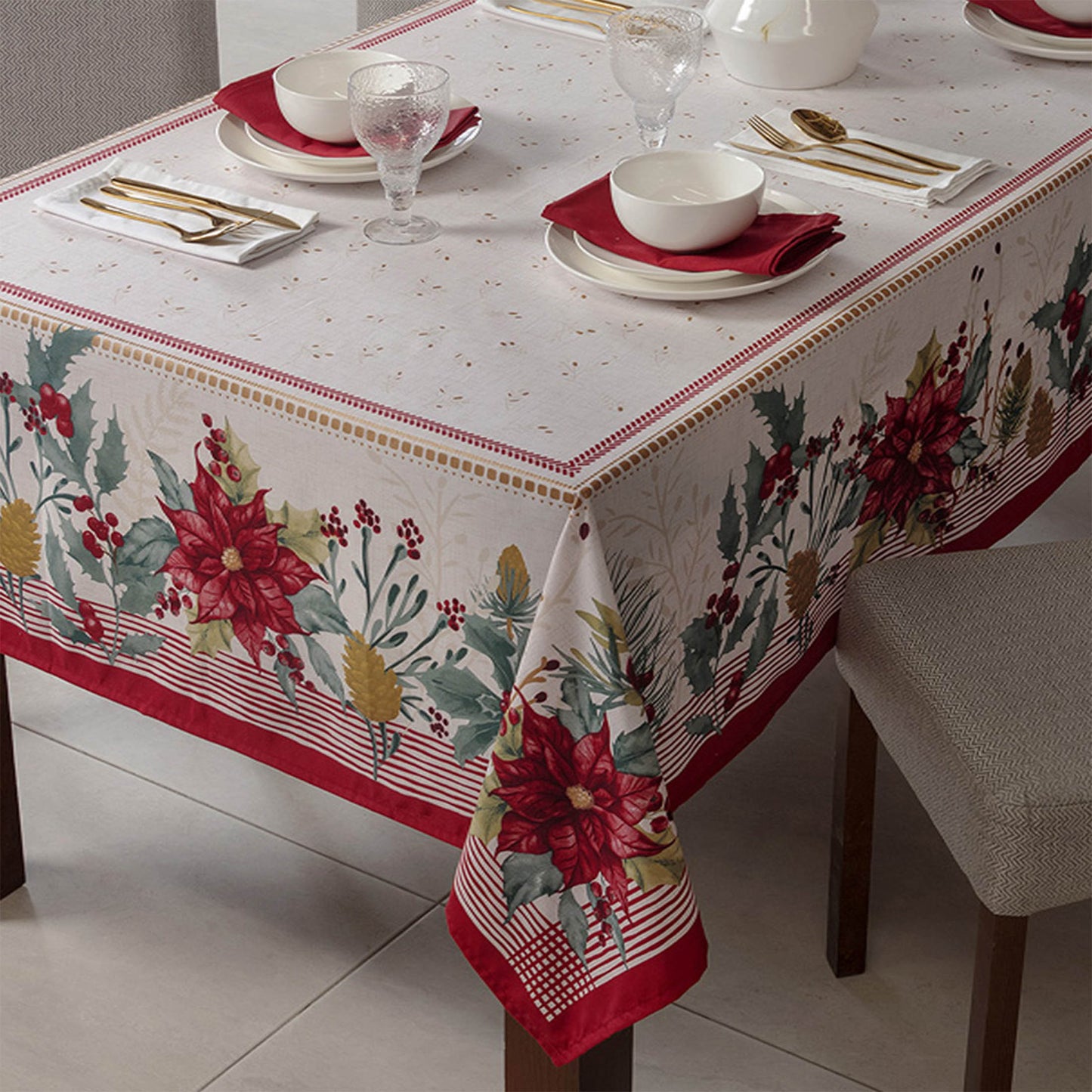 MANTEL RECTANGULAR FLOR DE NAVIDAD
