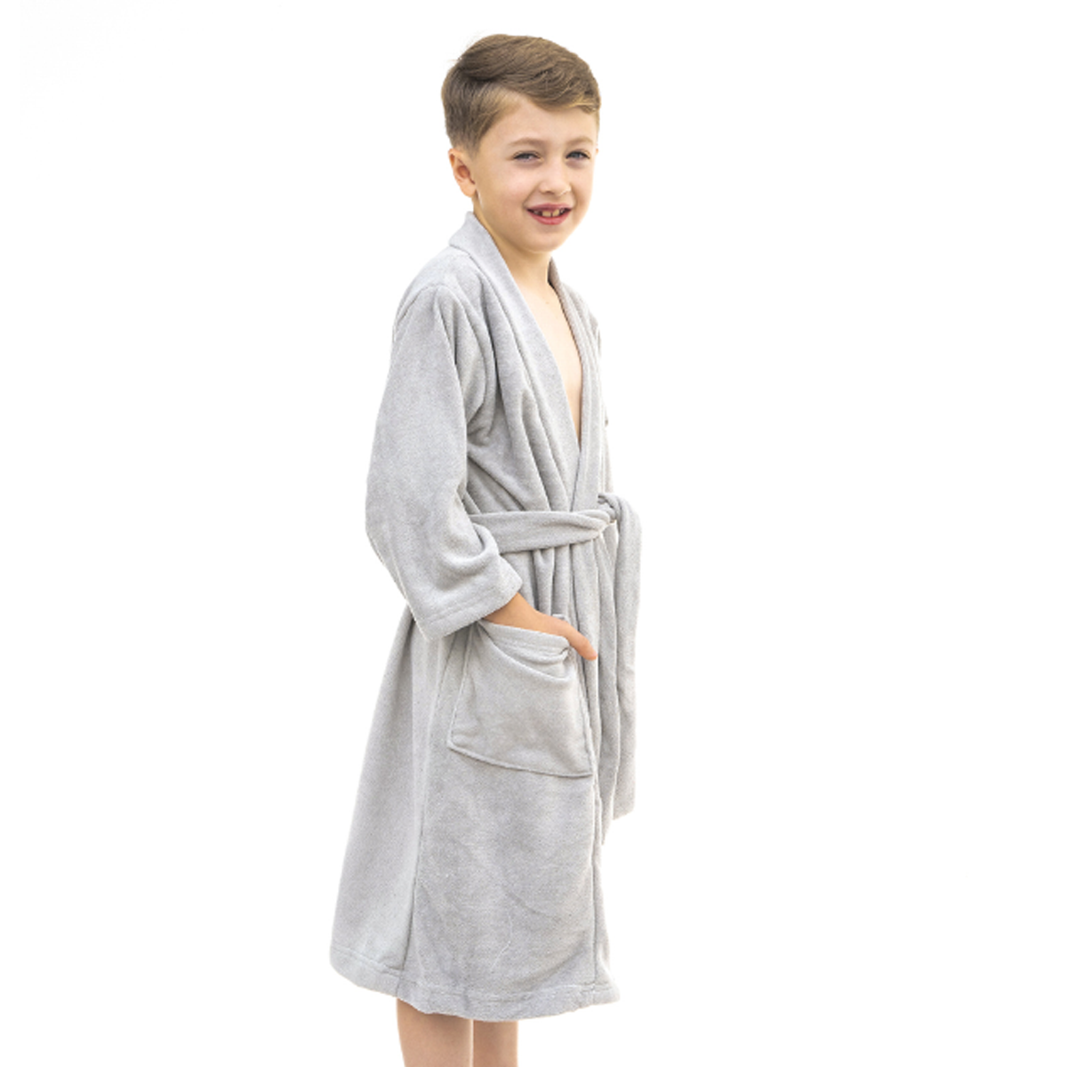 Bata de baño microfibra infantil Gris