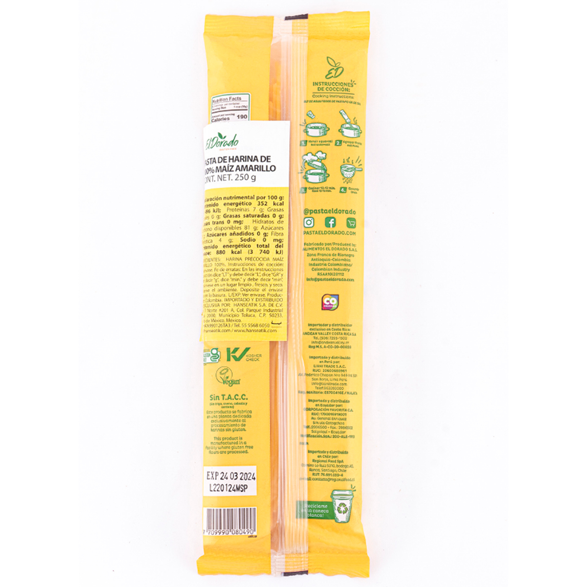 Spaguetti Maíz 250 grs Gluten Free