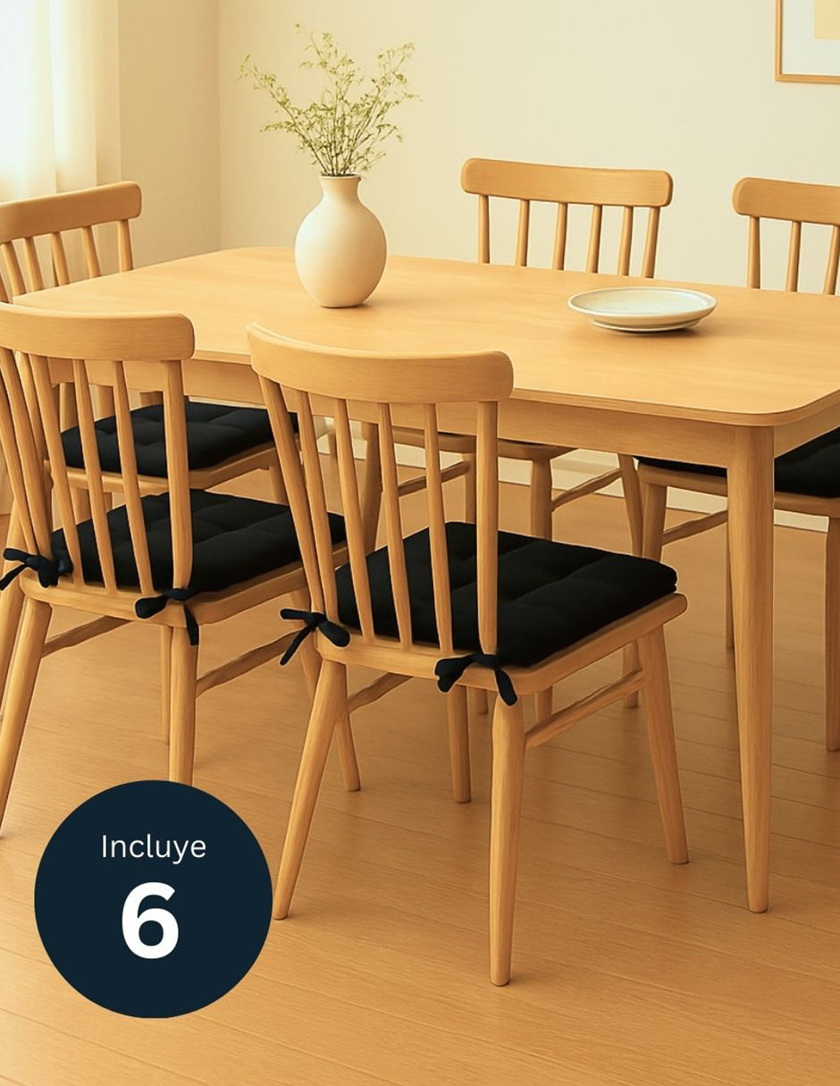 6 COJINES PARA SILLAS NEGRO