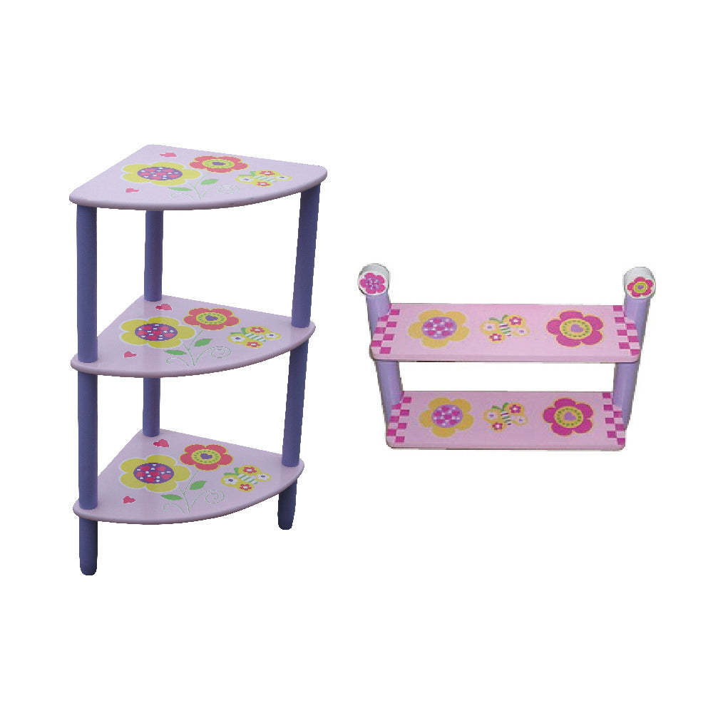 Set de juguetero y repisa flores