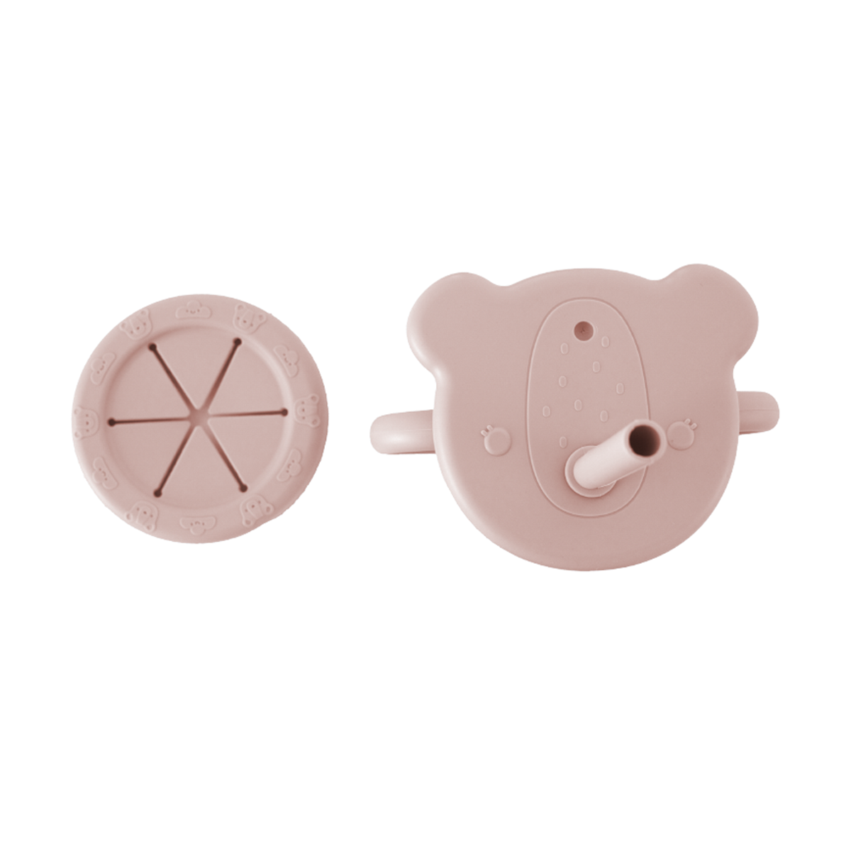 Set vaso entrenador y snack Rosa de silicón