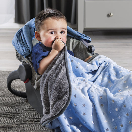 COBERTOR BABY SIBERIA CUNA BLUE STARS