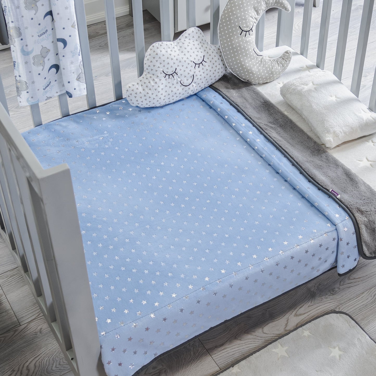 COBERTOR BABY SIBERIA CUNA BLUE STARS