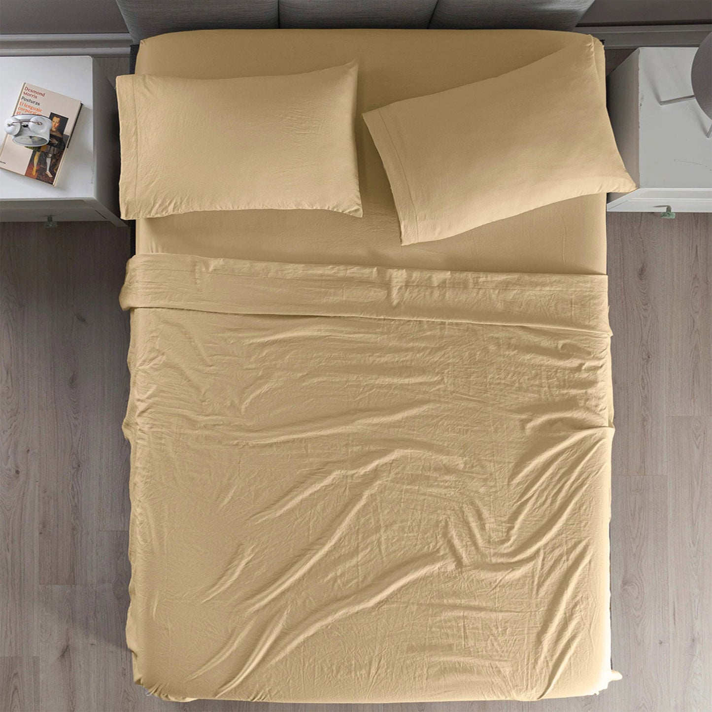 SÁBANAS VIASOFT WASHED QS KAKI
