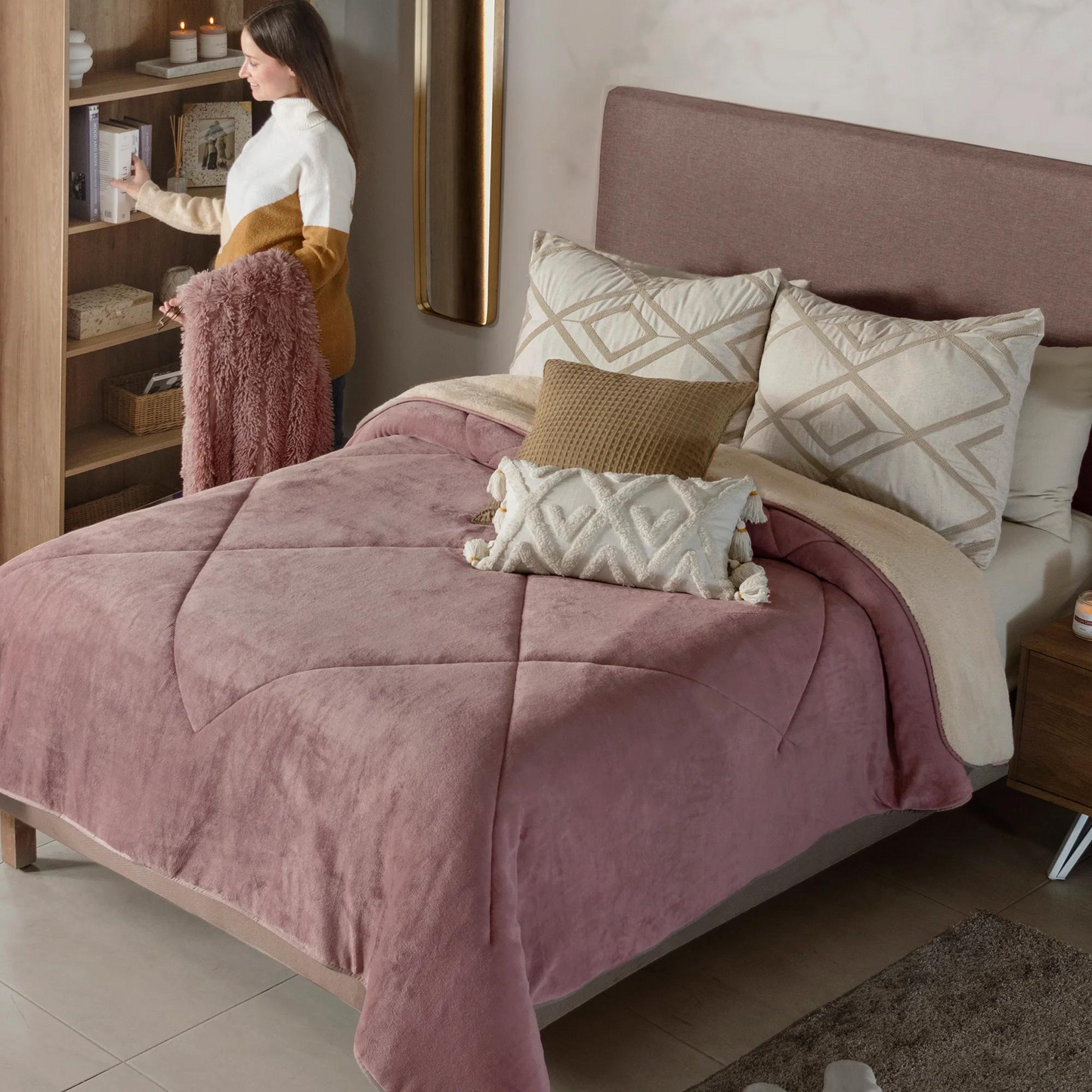 COBERTOR INVERNAL MAT/IND LILA