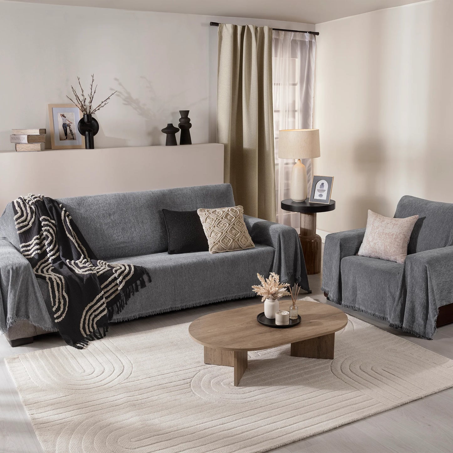 CUBIERTA DE SALA SOFÁ GRIS