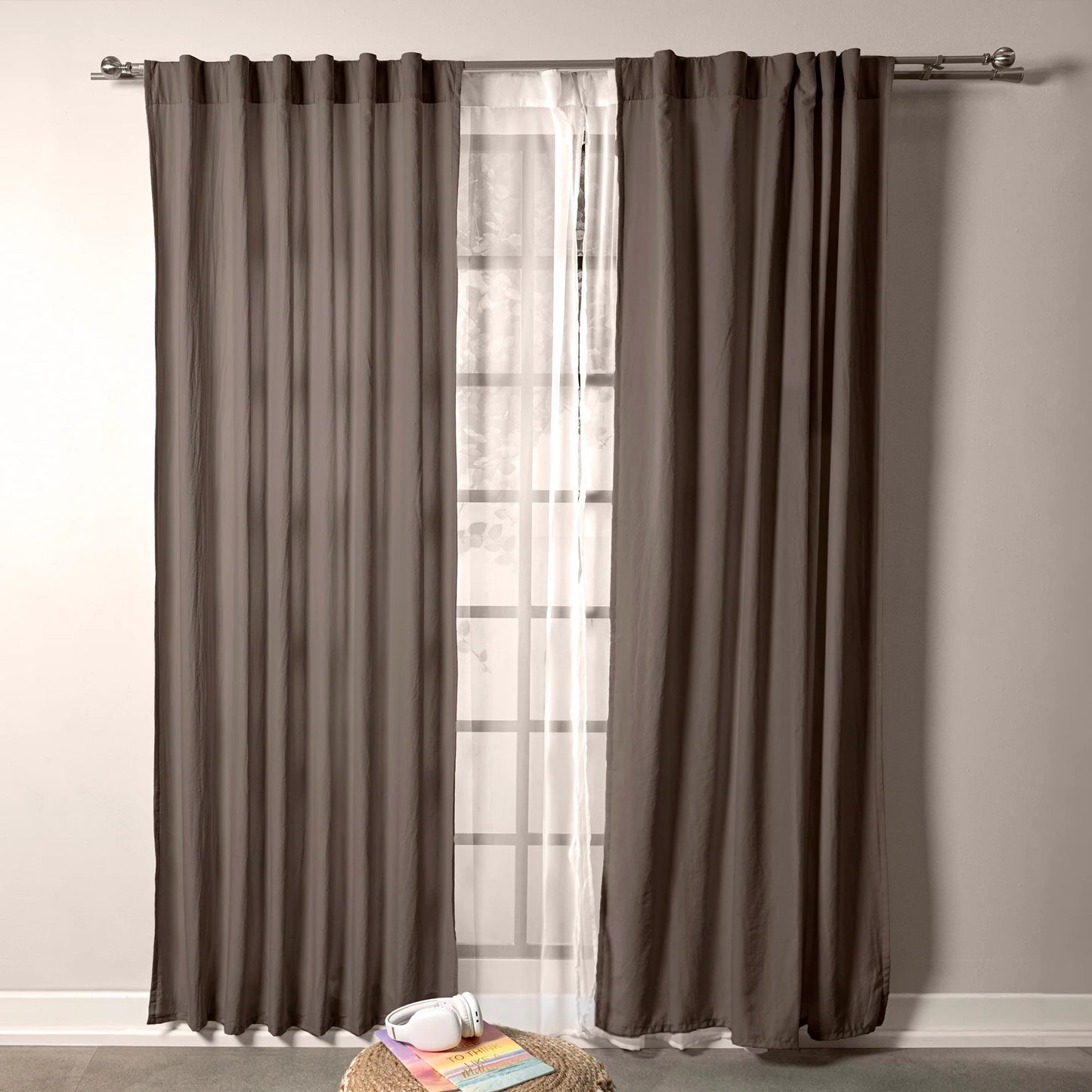 CORTINAS VIASOFT WASHED LARGA COFFEE