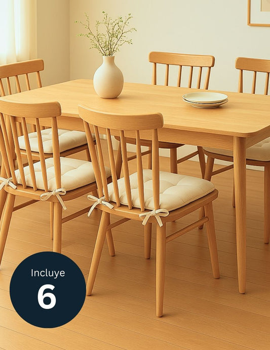 6 COJINES PARA SILLAS BEIGE