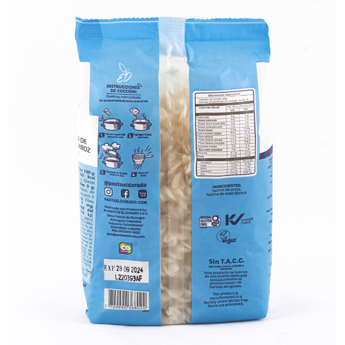 Fusilli de Arroz 250 grs Gluten Free