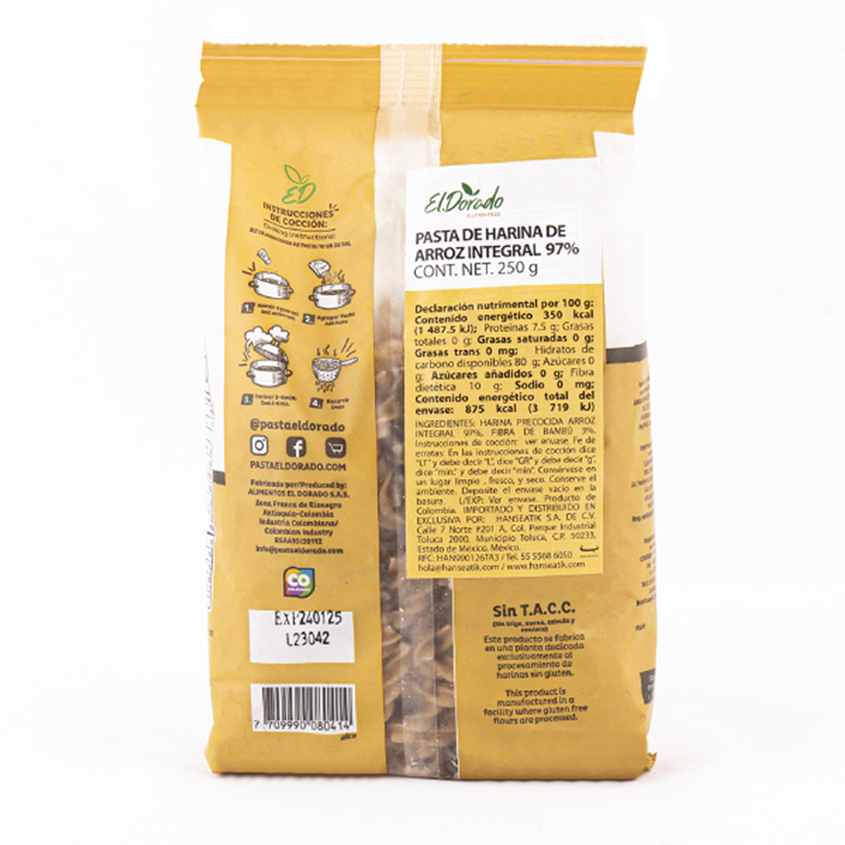 Fusilli Integral 250 grs Gluten Free