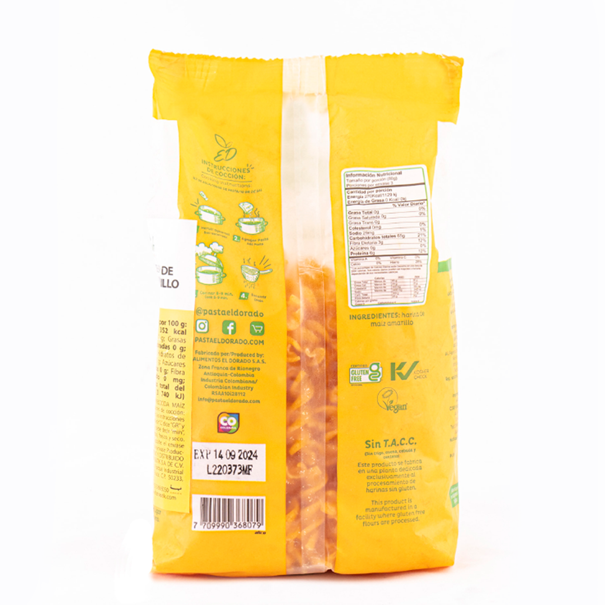Fusilli de Maíz 250 grs Gluten Free