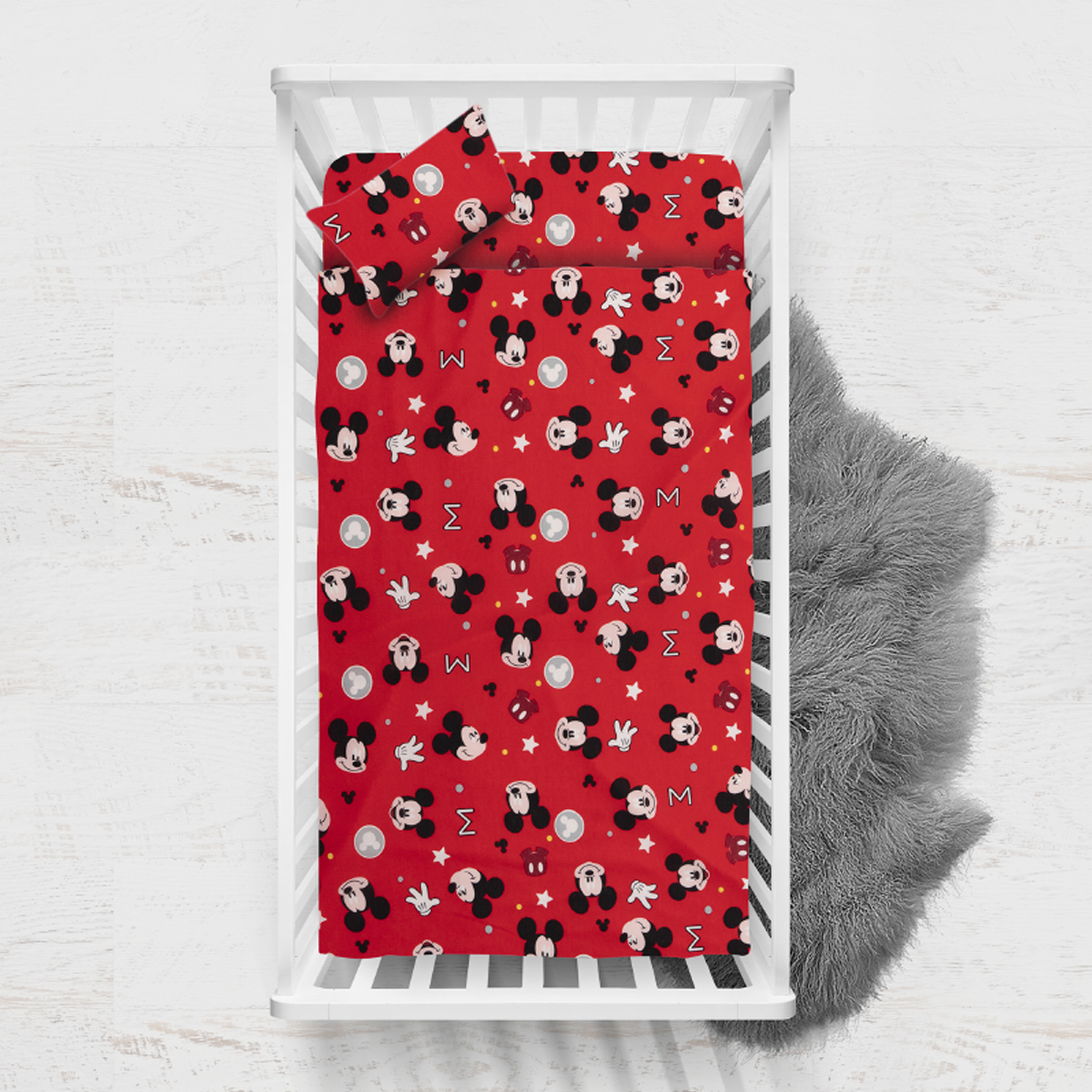 Juego de sábanas de camiseta para cuna Mickey