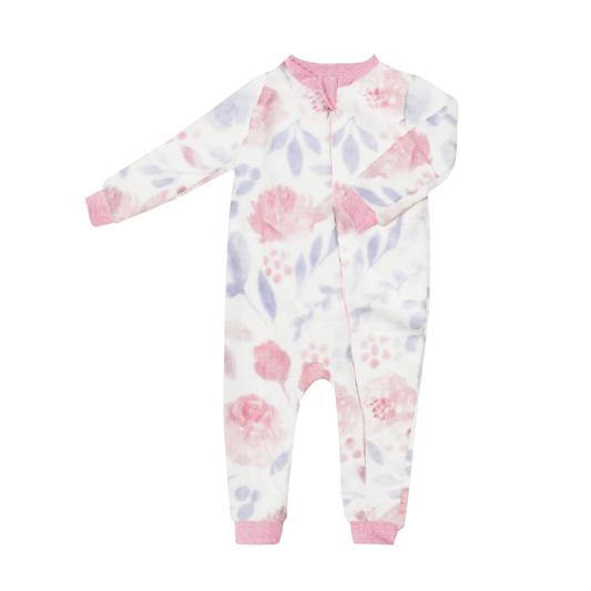 Pijama ultrasuave de microfibra para bebé (mameluco) Floral
